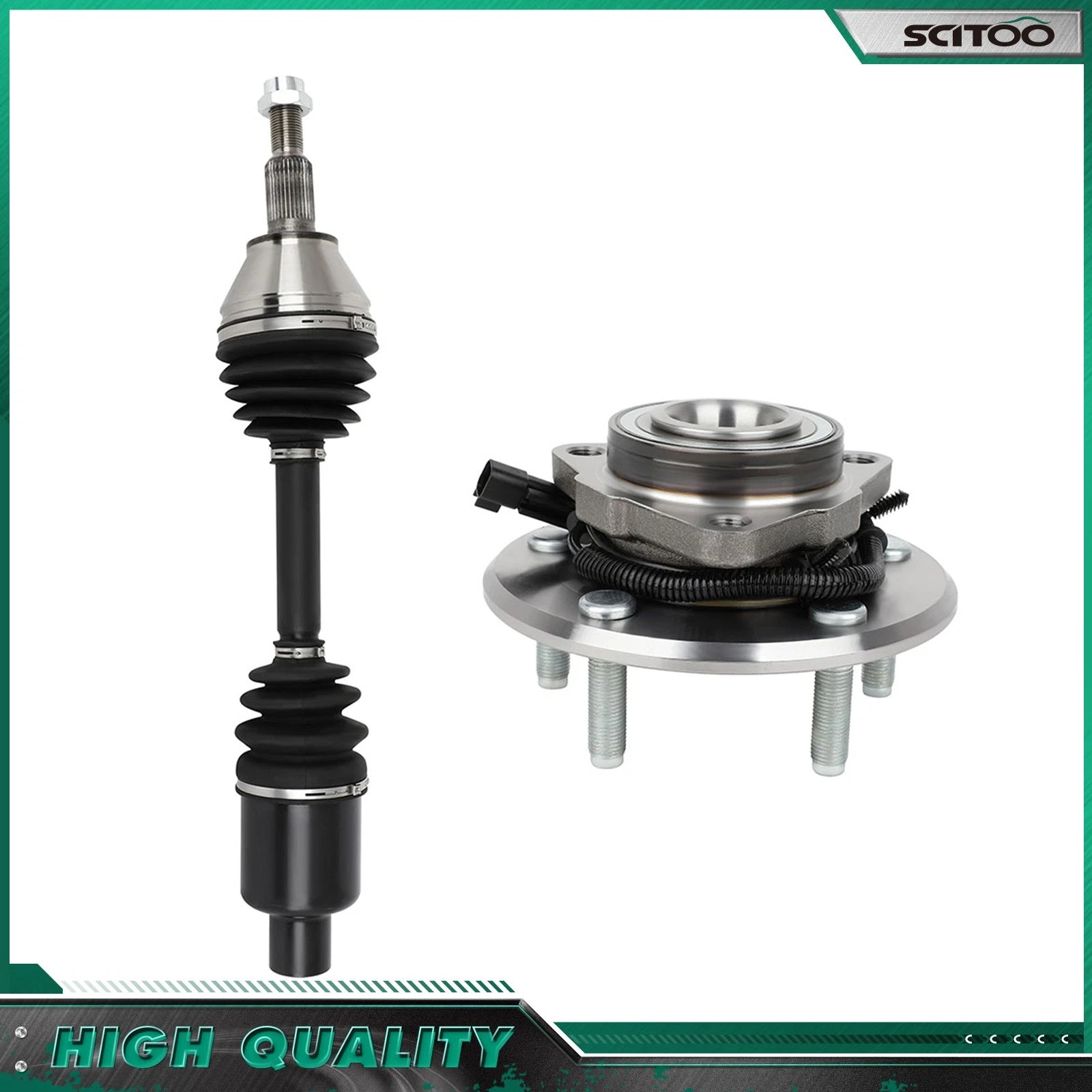 1 Front CV Axle Shaft + 1 Wheel Hub Bearing for RAM 1500 4WD (2012–2018)