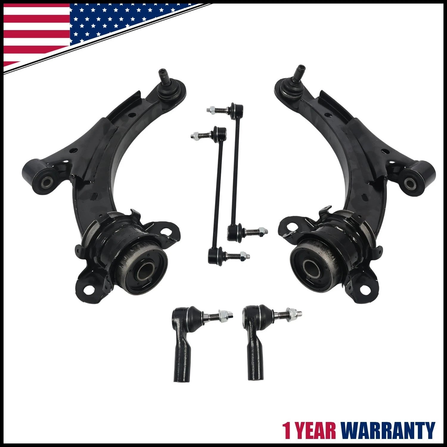 Front Lower Control Arms Sway Bars Tie Rods End Kit for Ford Mustang (2010–2014)