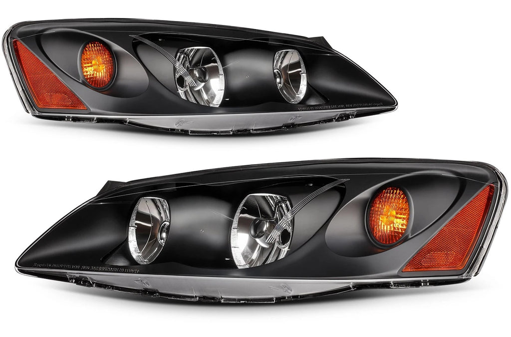 2X Headlight Assembly for Pontiac G6 (2005–2010) - Black Amber