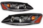 2X Headlight Assembly for Pontiac G6 (2005–2010) - Black Amber