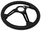 Leather Steering Wheel with 6 Hole Slotted Black Design for Chevy Bowtie (—)