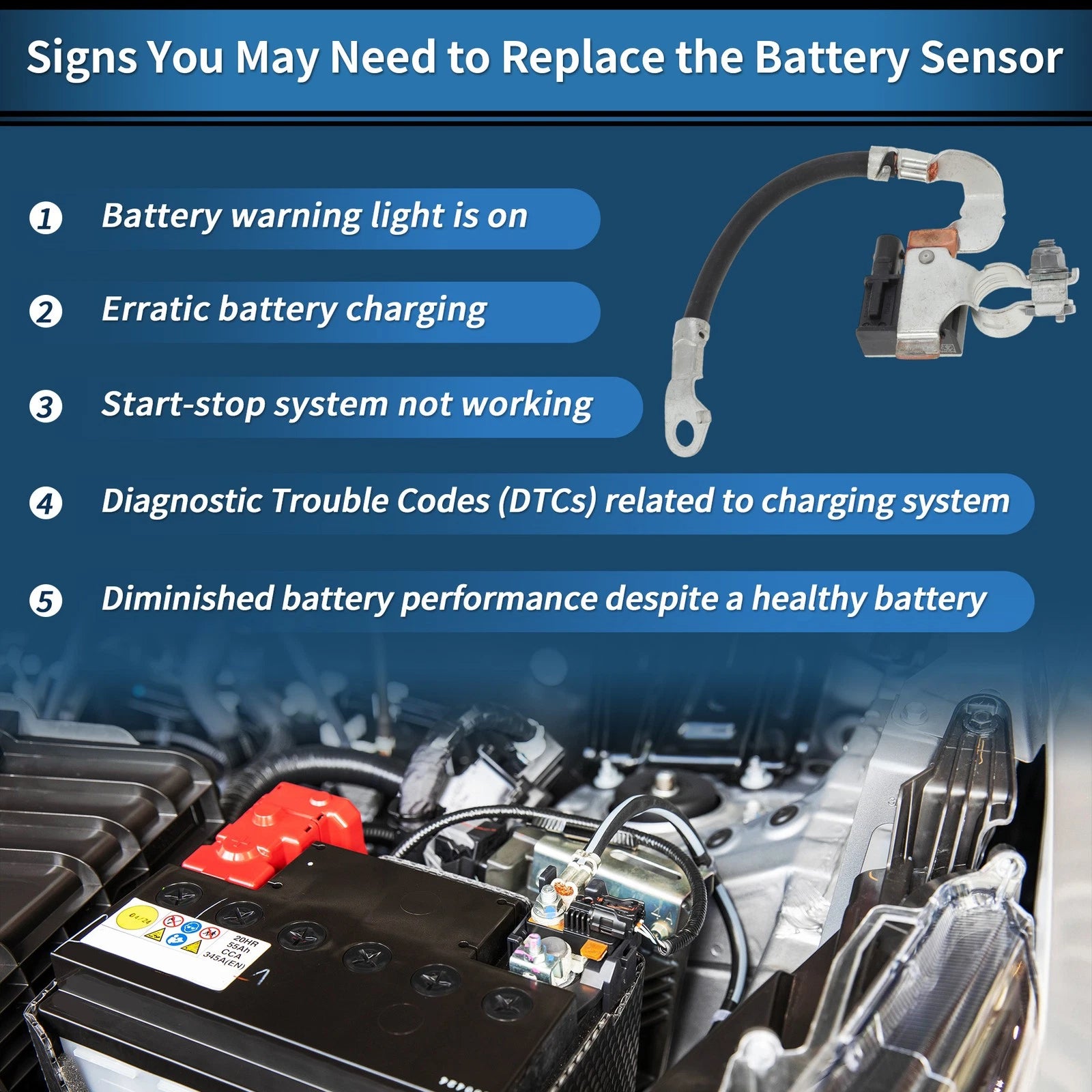Battery Current Sensor No.37180F2100 for Hyundai Elantra (2017–2020)