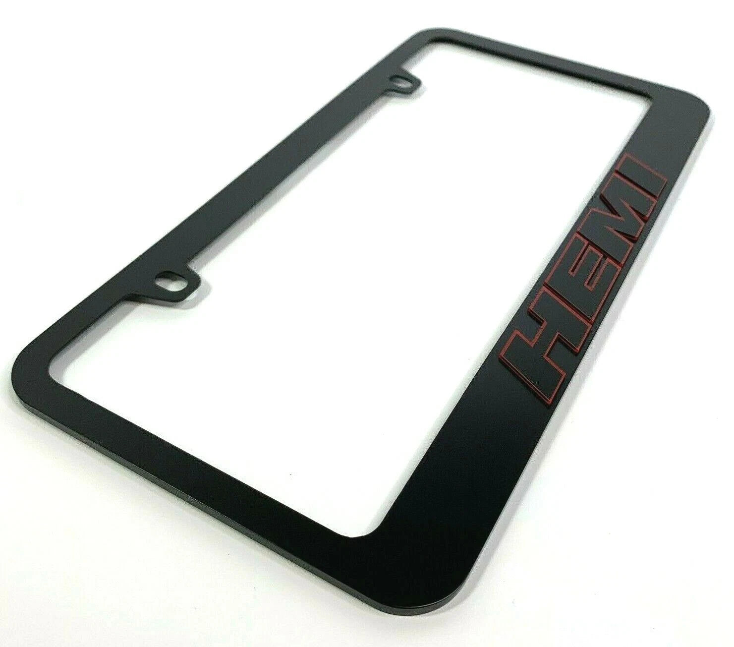 Matte Black License Plate Frame with Red HEMI Letters for Dodge Charger (2006–2023)