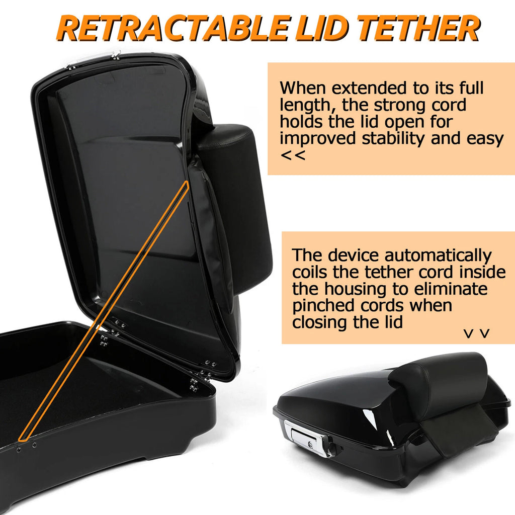 Razor Trunk Pack Two Up Rack Backrest for Harley Tour Street Road Glide (2014–2026)
