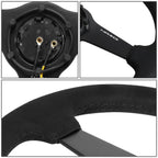 NRG 350mm Black Deep Dish Racing Steering Wheel for Universal Fit (1" Deep)