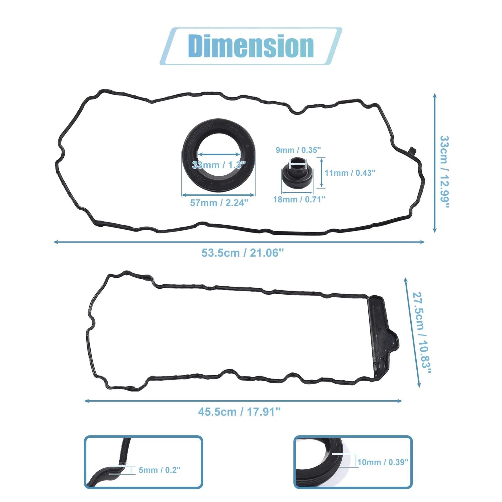 Set of 2 Engine Valve Cover Gaskets for Chevrolet Cadillac CTS (2003–2019)