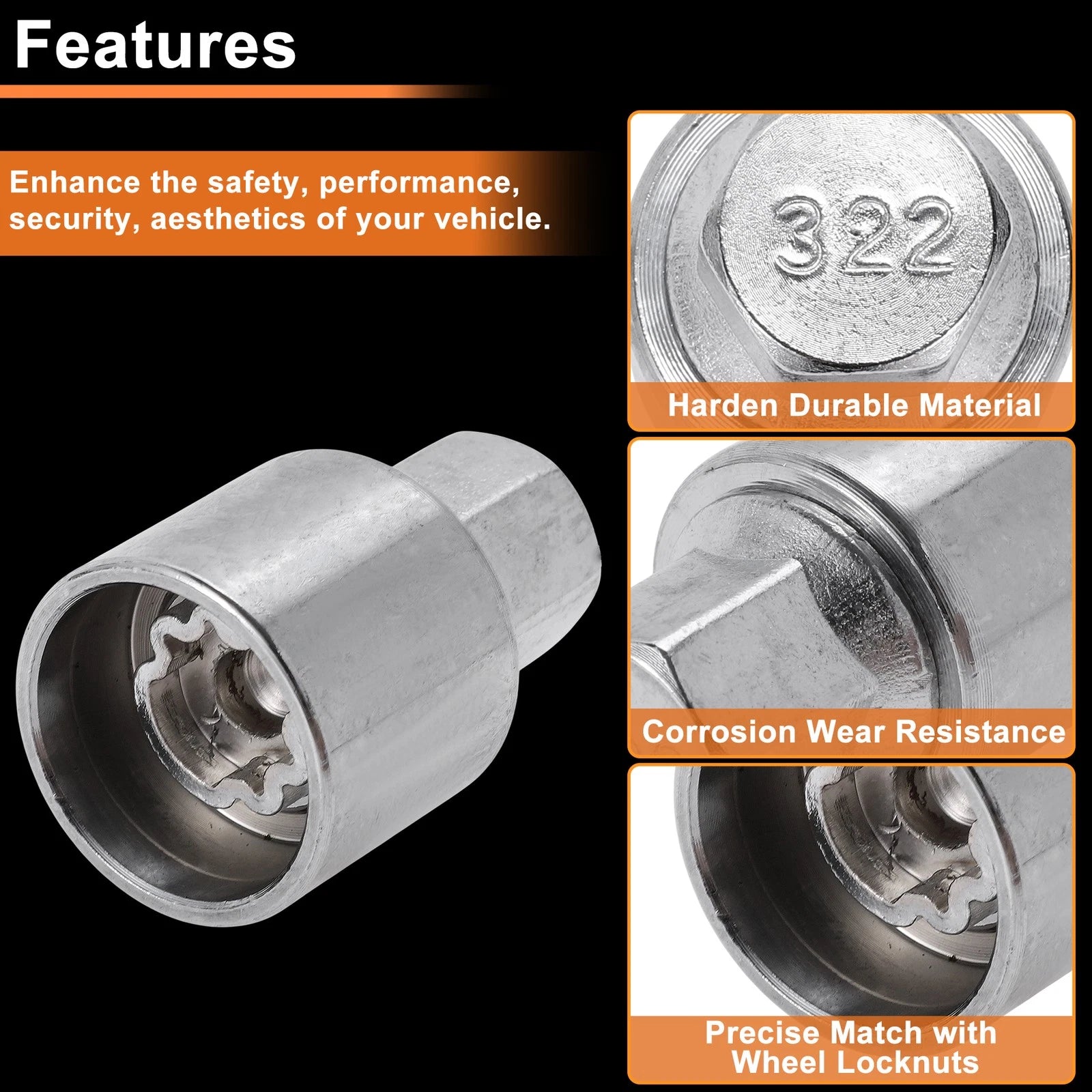 322 Wheel Lock Lug Nut for Mercedes-Benz (Locking Nut Key Socket)