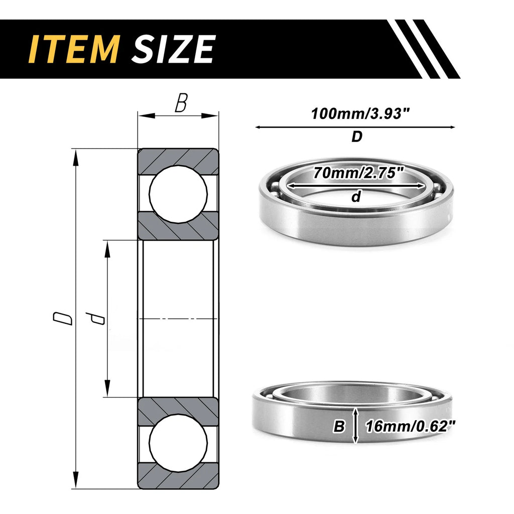 Deep Groove Ball Bearing 70x100x16mm for Scooter Skateboard (1 Pcs)