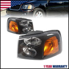 Set of 2 Black Headlights for GMC Envoy XL (2002–2009)