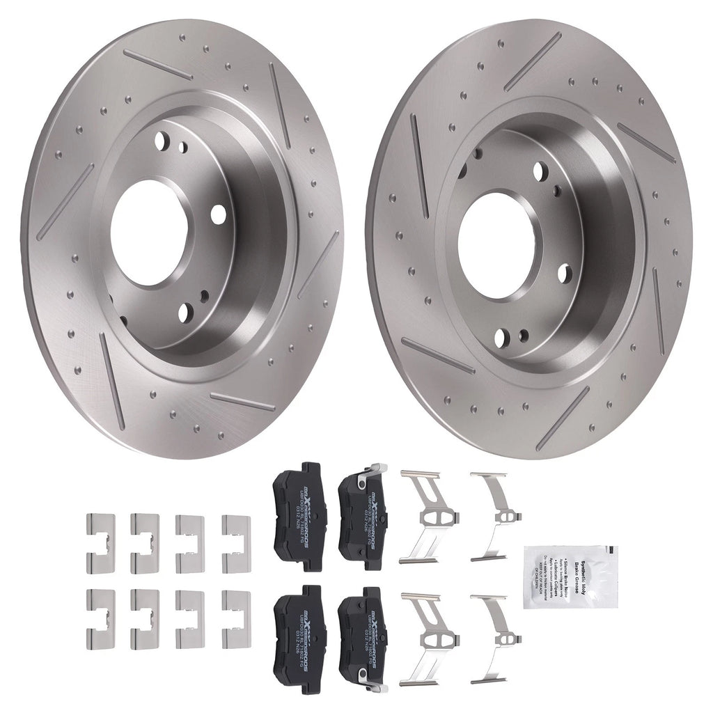 Rear Drilled Slotted Brake Rotors & Pads for Honda Accord (2003–2007)