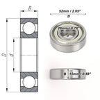 6304ZZ Deep Groove Ball Bearing for Scooter Skateboard (20x52x15mm)