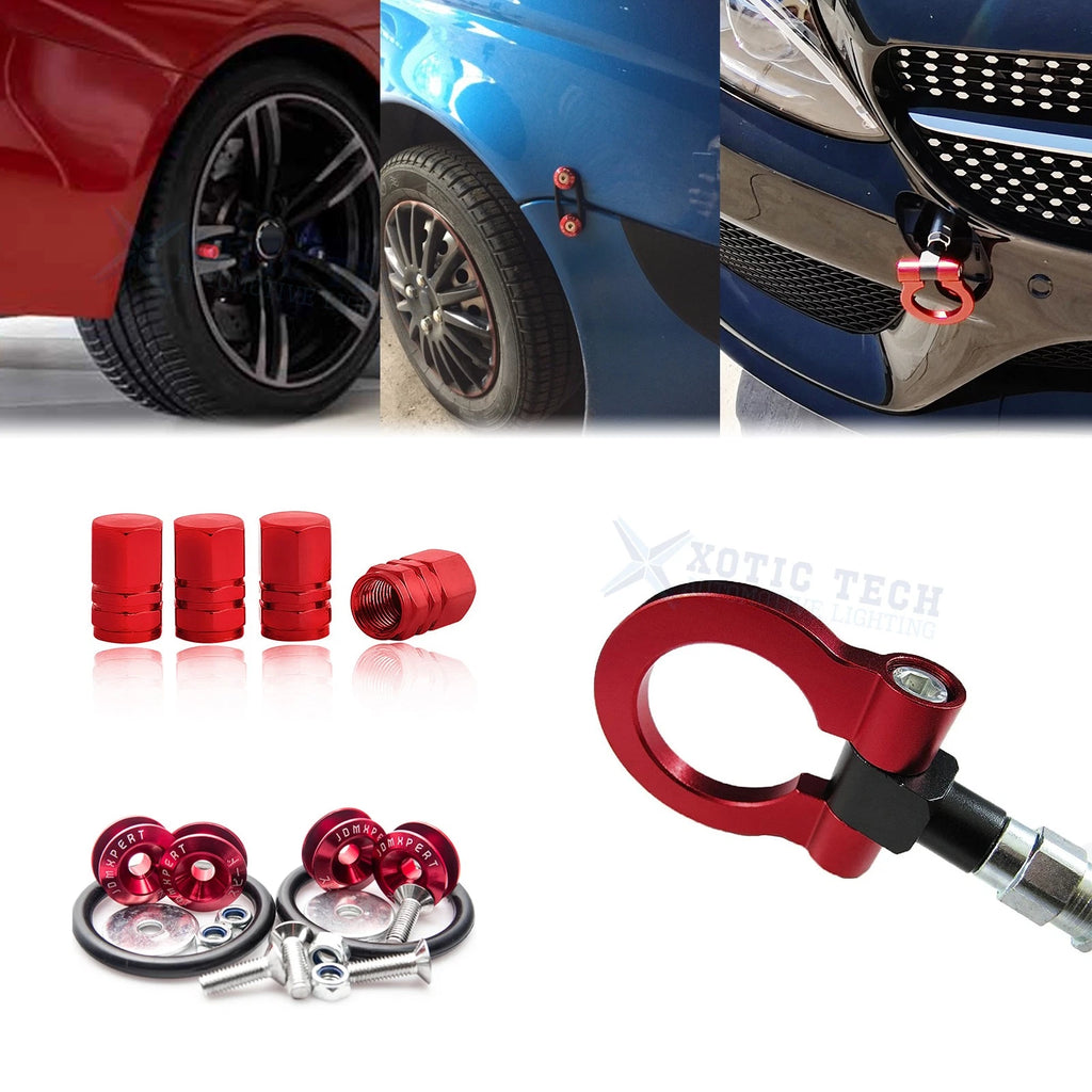 Red Towing Hook and Air Valve Stem for Mercedes C CLA GLK (2001–2013)