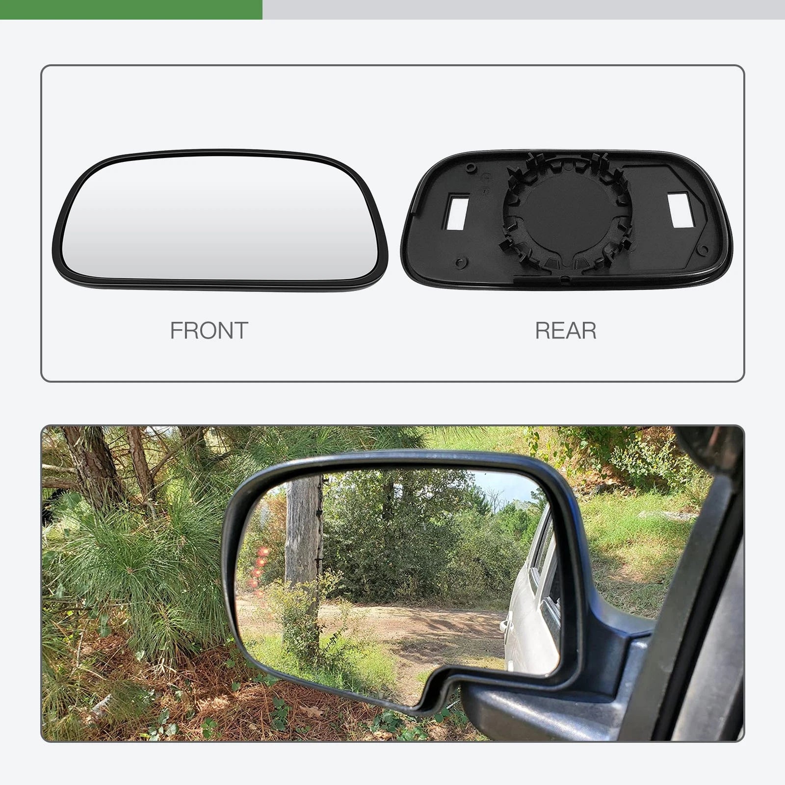 Driver Side Flat Mirror Glass w/Base for Buick Lucerne (2006–2011)