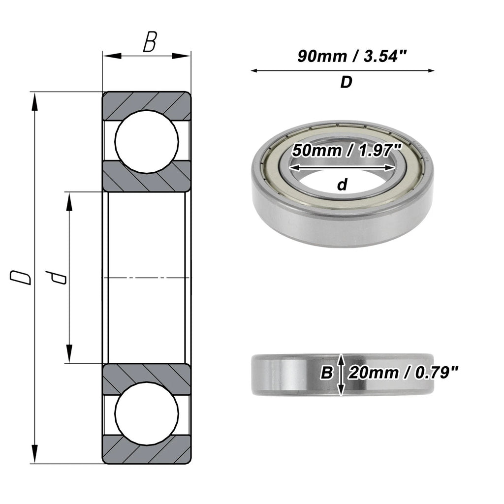 6210ZZ Deep Groove Ball Bearing for Scooter Skateboard Wheel (P6)