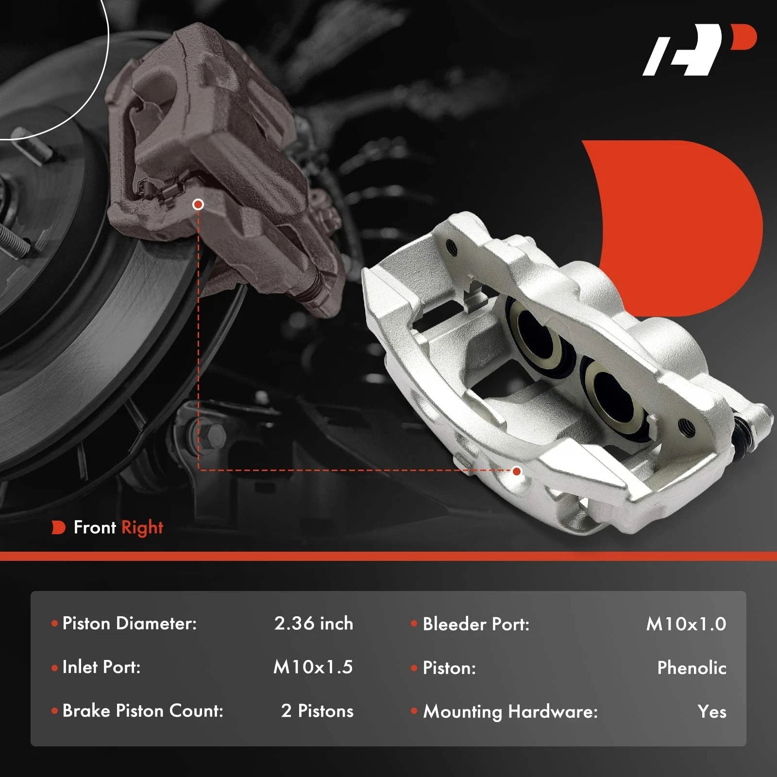 Front Right Brake Caliper with Bracket for Chevrolet Express 2500 (2003-2023)