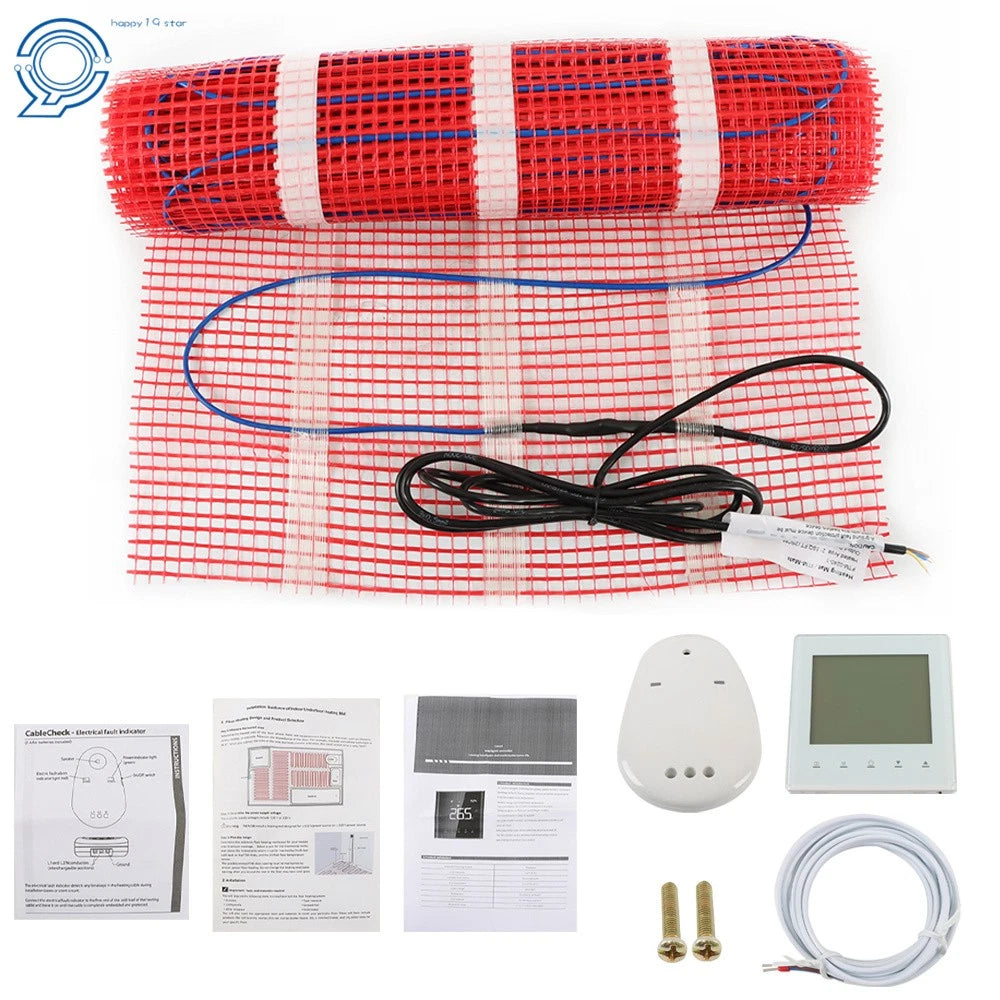 Electric Radiant Floor Heat Mat System with Thermostat for 120V (20 Sqft)