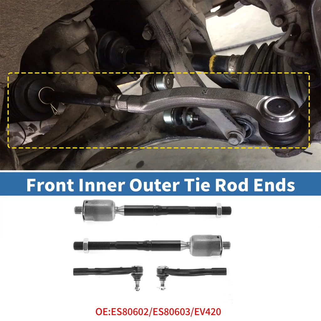 Set of 4 Front Inner Outer Tie Rod End Links for Toyota Solara (2004–2008) No. ES80603/EV420