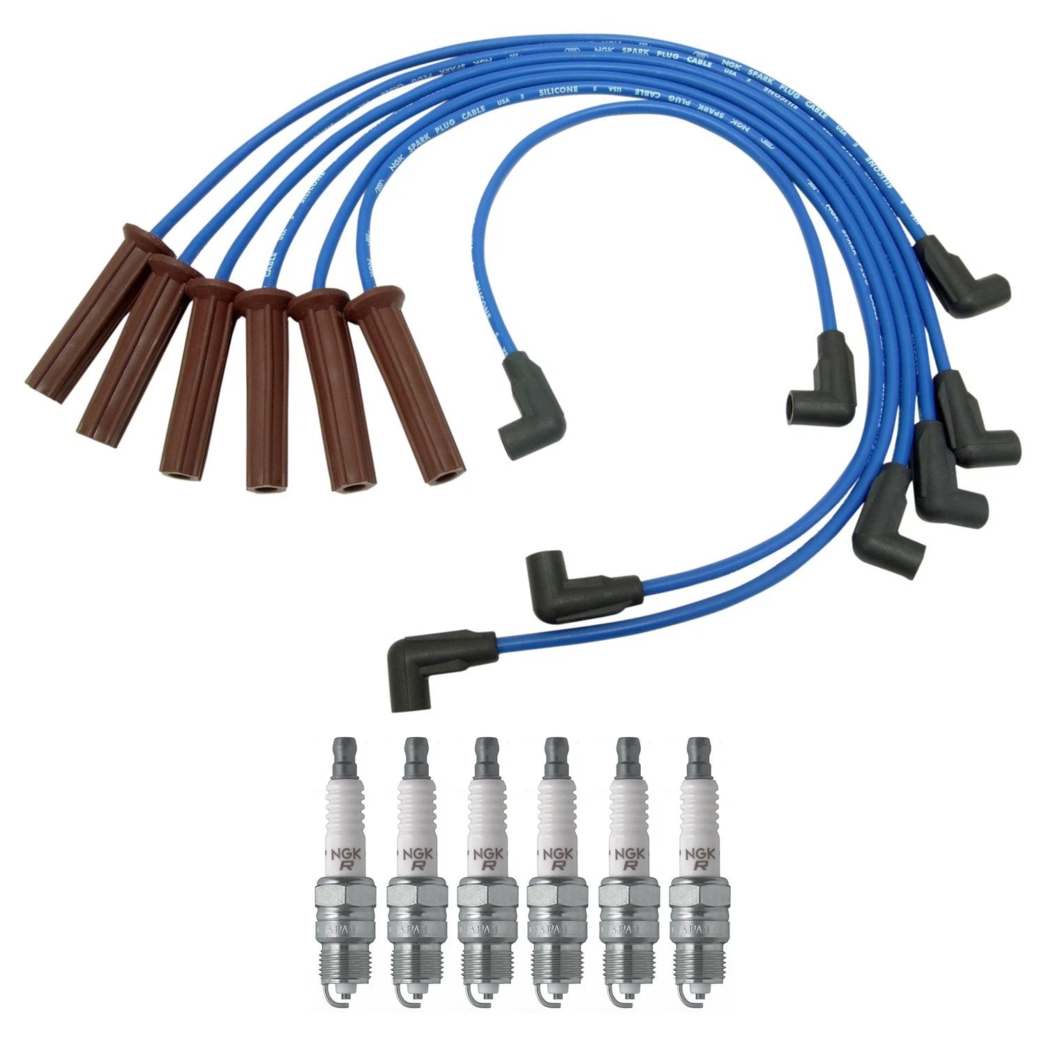 NGK Wire Set & 6 Spark Plugs for Isuzu Pickup Rodeo S10 Blazer Trooper (6V)