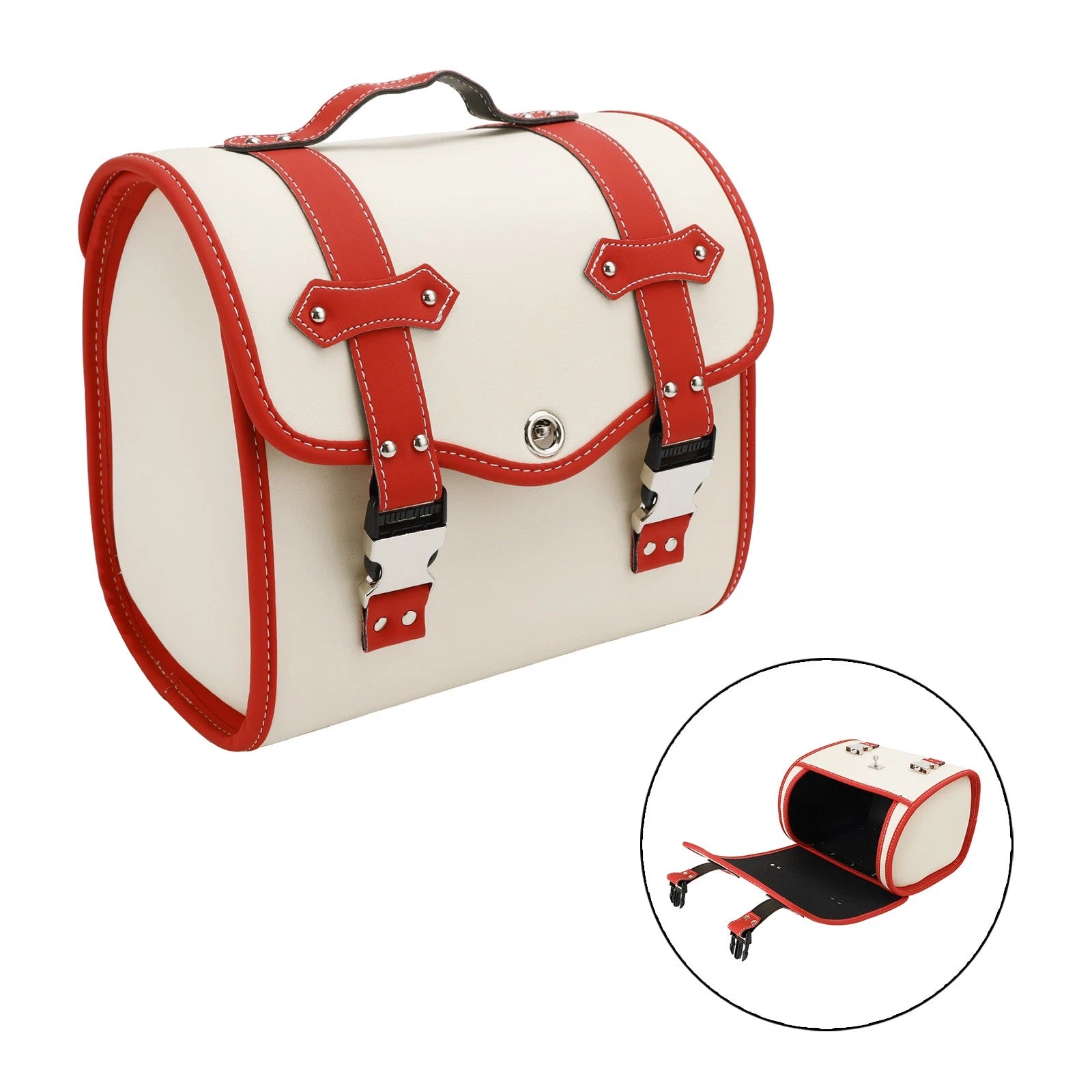 Quick Release Side Saddlebag Tool Bag for Motorbike (White)