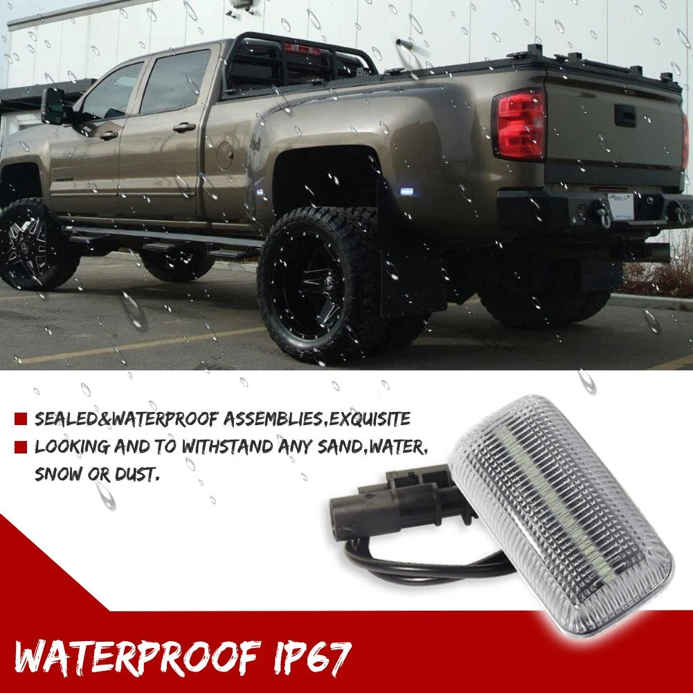 4X Clear Ice Blue LED Rear Fender Marker Lights for Chevy GMC 2500/3500HD (2015–2023)