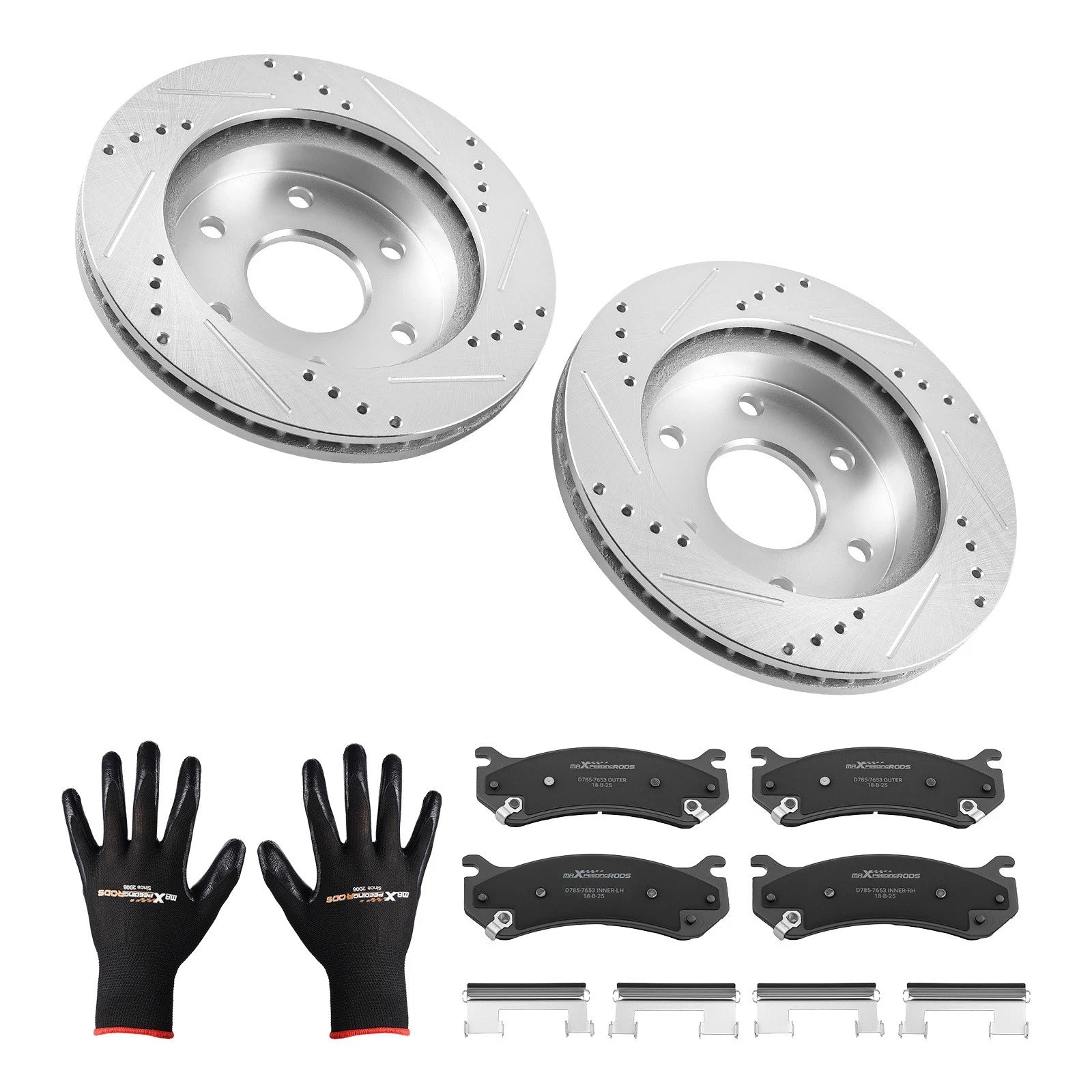Front Drilled Brake Rotors and Ceramic Pads Kit for Chevrolet Avalanche 1500 (2002–2006)