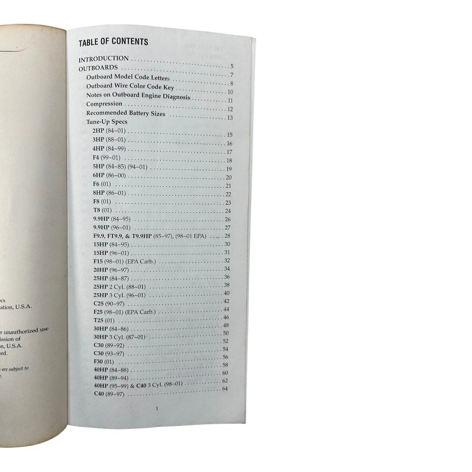 Yamaha Marine Tune-Up Specs Service Manual (2001) LIT-18559-00-01