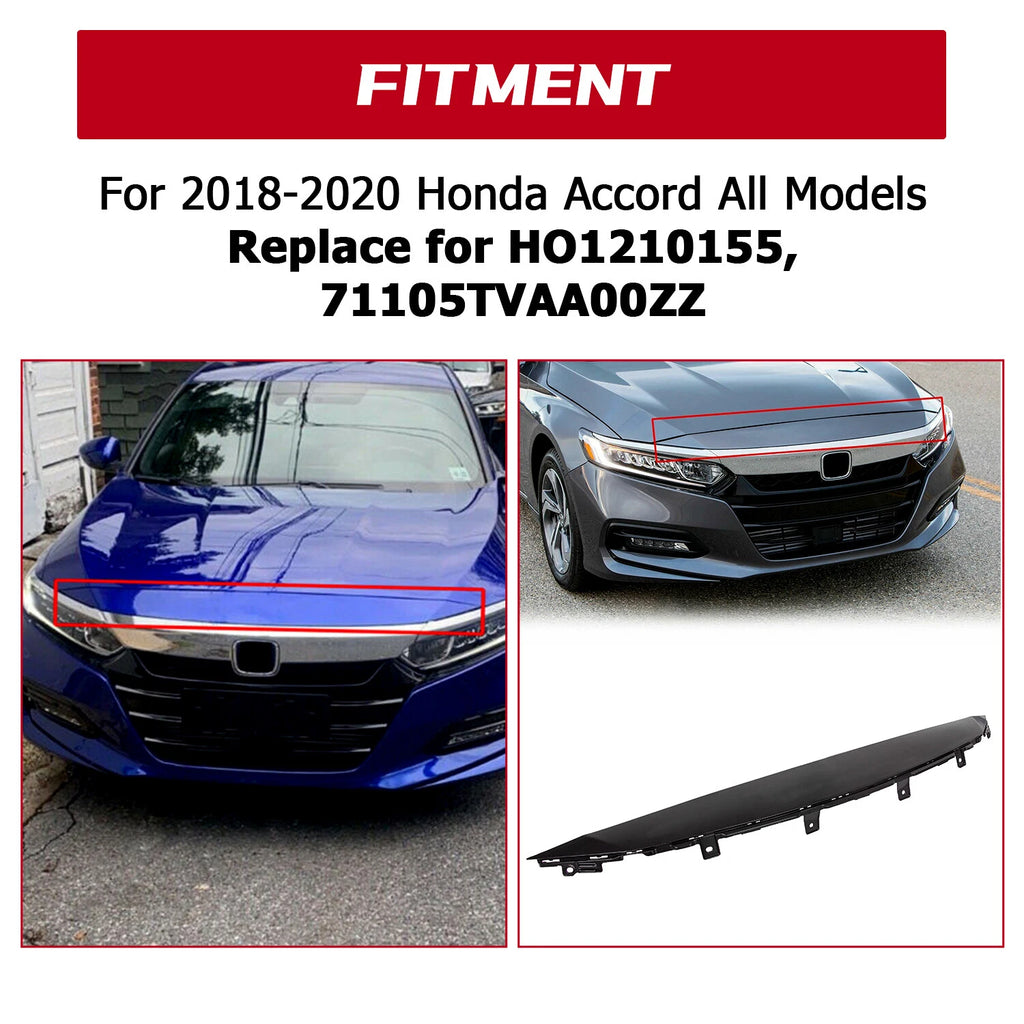 Front Upper Grille Molding for Honda Accord Sedan (2018-2020) Black