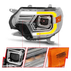 Projector Headlight Set Chrome Clear Lens w Switchback for 2012-2015 Tacoma
