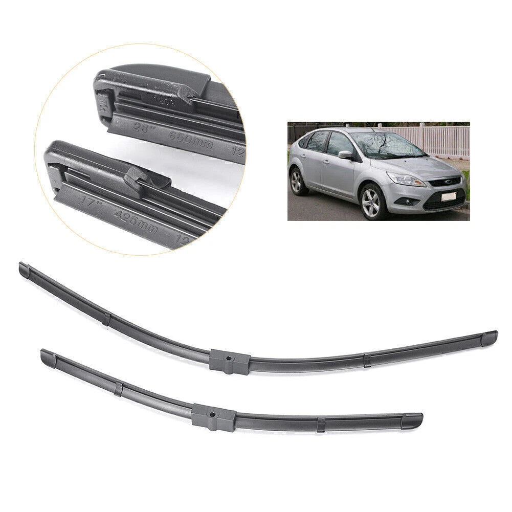 2PC Bracketless Front Window Wiper Blades for Ford Focus MK2 (2004–2011)