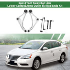 Set of 6 Front Stabilizer Bar Links & Lower Control Arms for Nissan Altima 