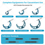 6pcs Outside Micrometer Set 0-150mm Carbide 0.01mm for Machinists