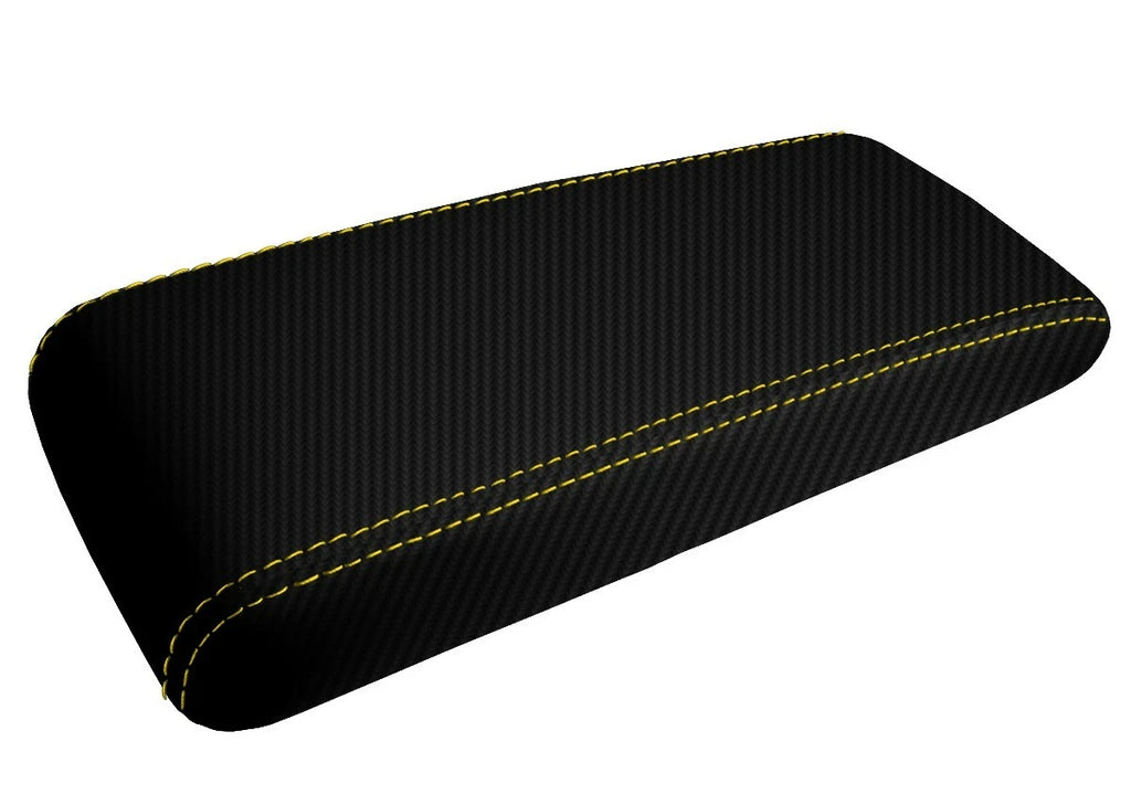 Console Lid Cover for Toyota Supra (1986–1992) Carbon Fiber Yellow Stitch