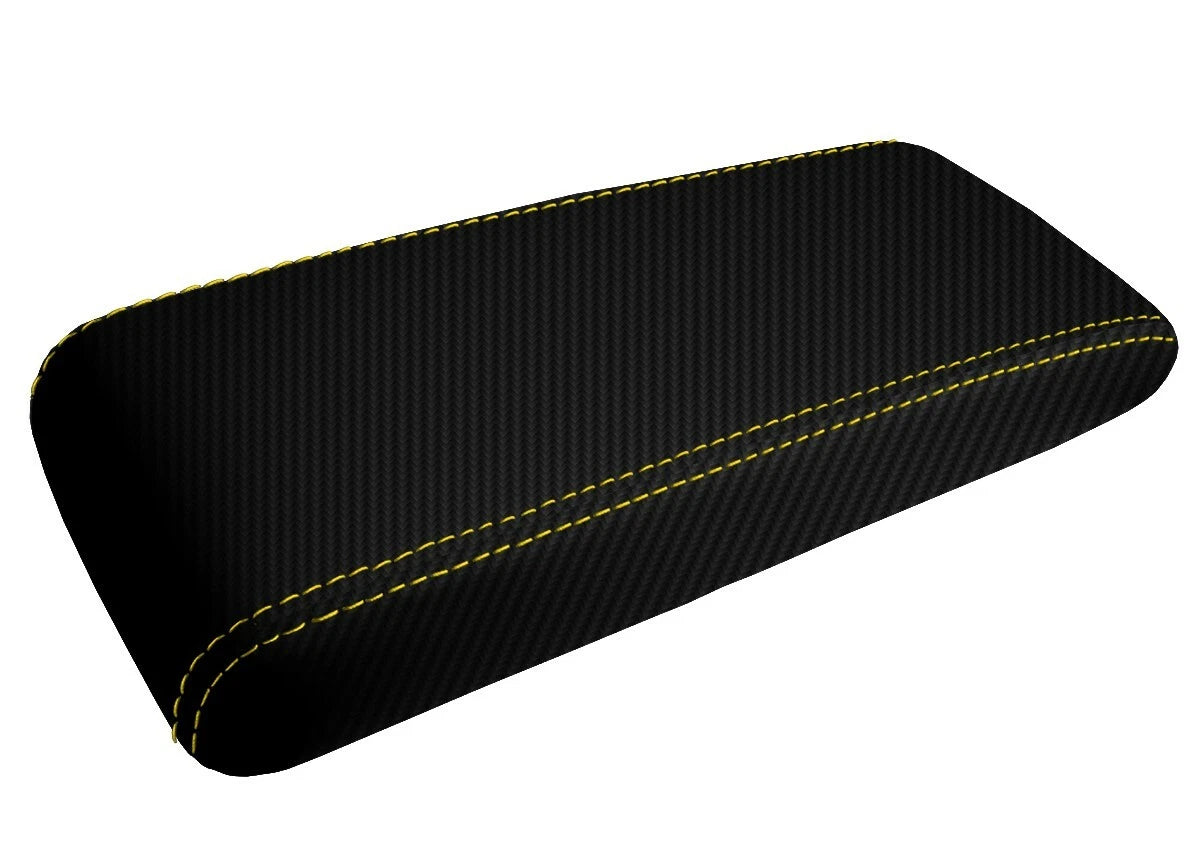Console Lid Cover for Toyota Supra (1986–1992) Carbon Fiber Yellow Stitch
