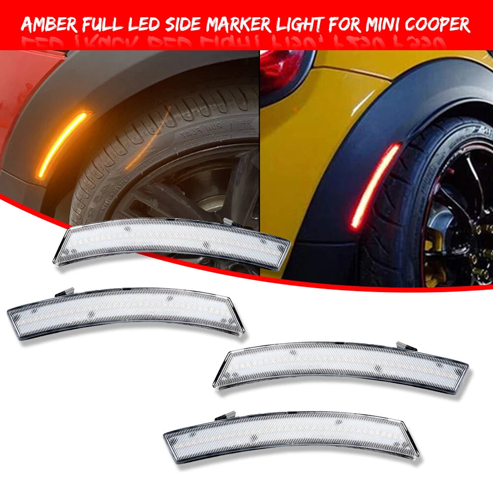 Set of 4 Clear Lens LED Side Marker Lights for Mini Cooper (2002–2008)