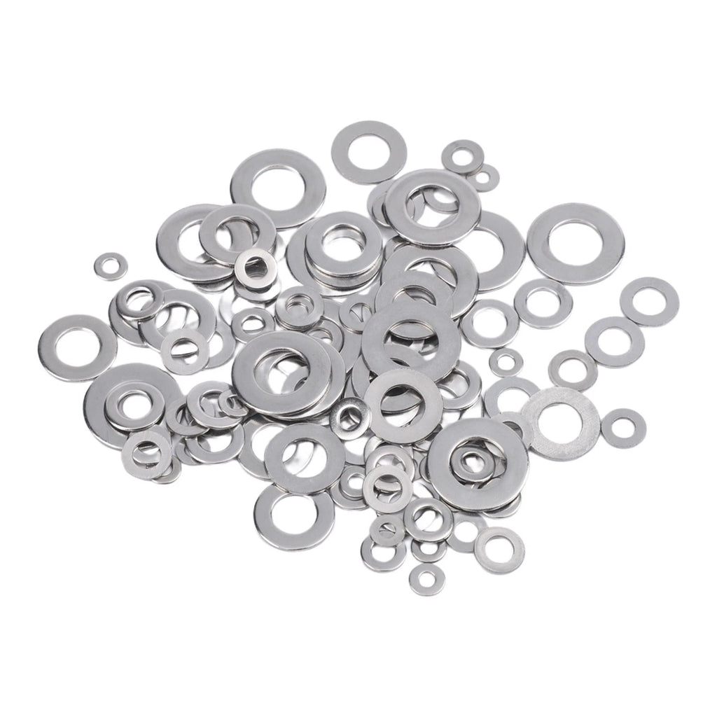 105PCS Flat Washers Stainless Steel Assorted Sizes for Repair and DIY