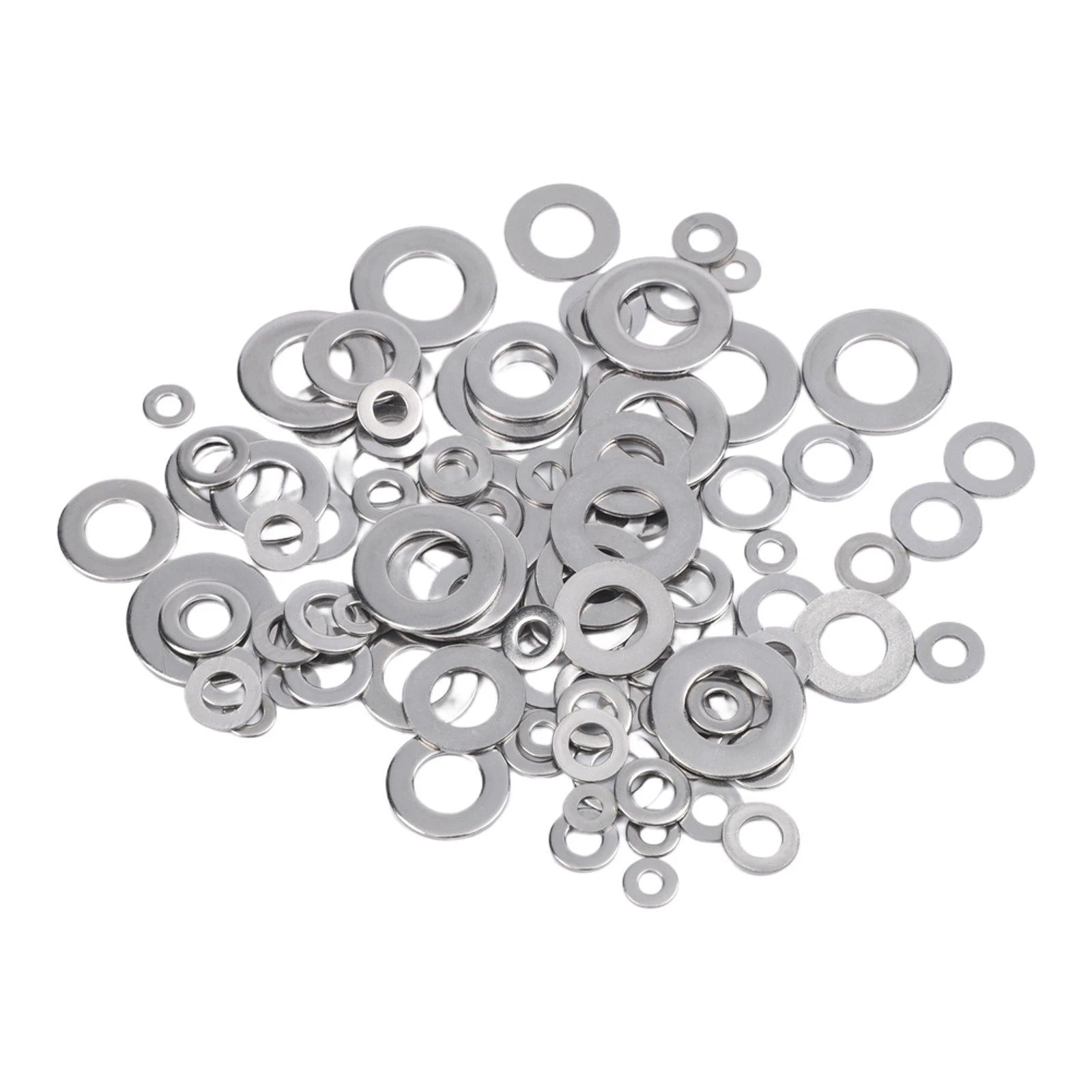 105PCS Flat Washers Stainless Steel Assorted Sizes for Repair and DIY