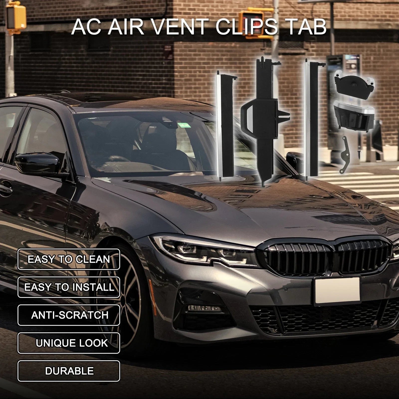 AC Air Vent Clips Tab for BMW 3 Series G20 G21 G22 Black Silver 1x