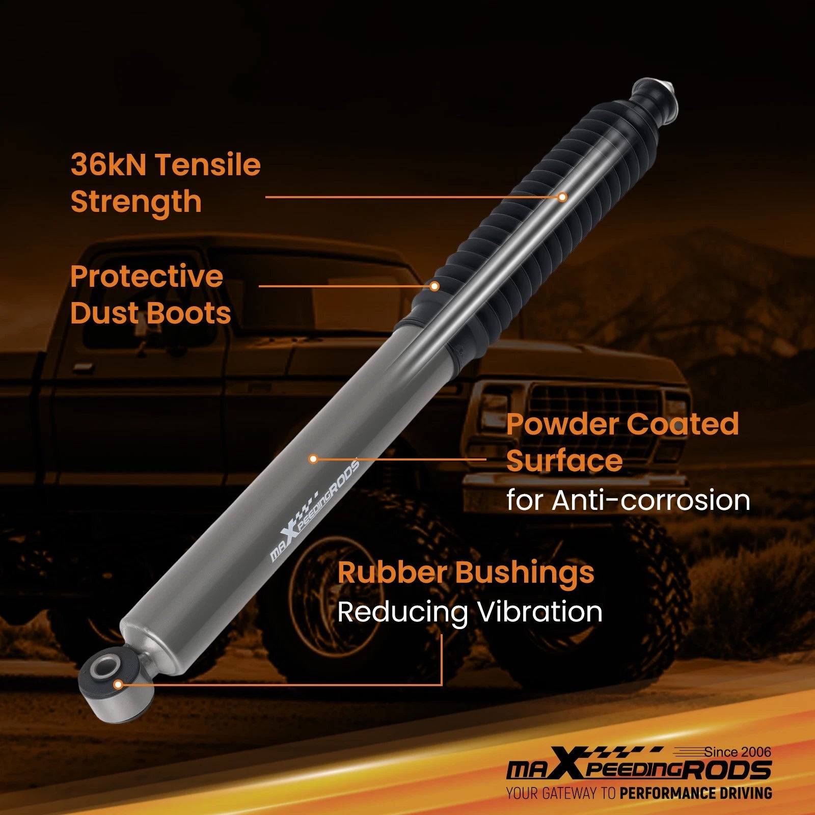 Front Nitrogen Shock Set for Ford F-150 4WD (1980–1996) 5-8" Lift