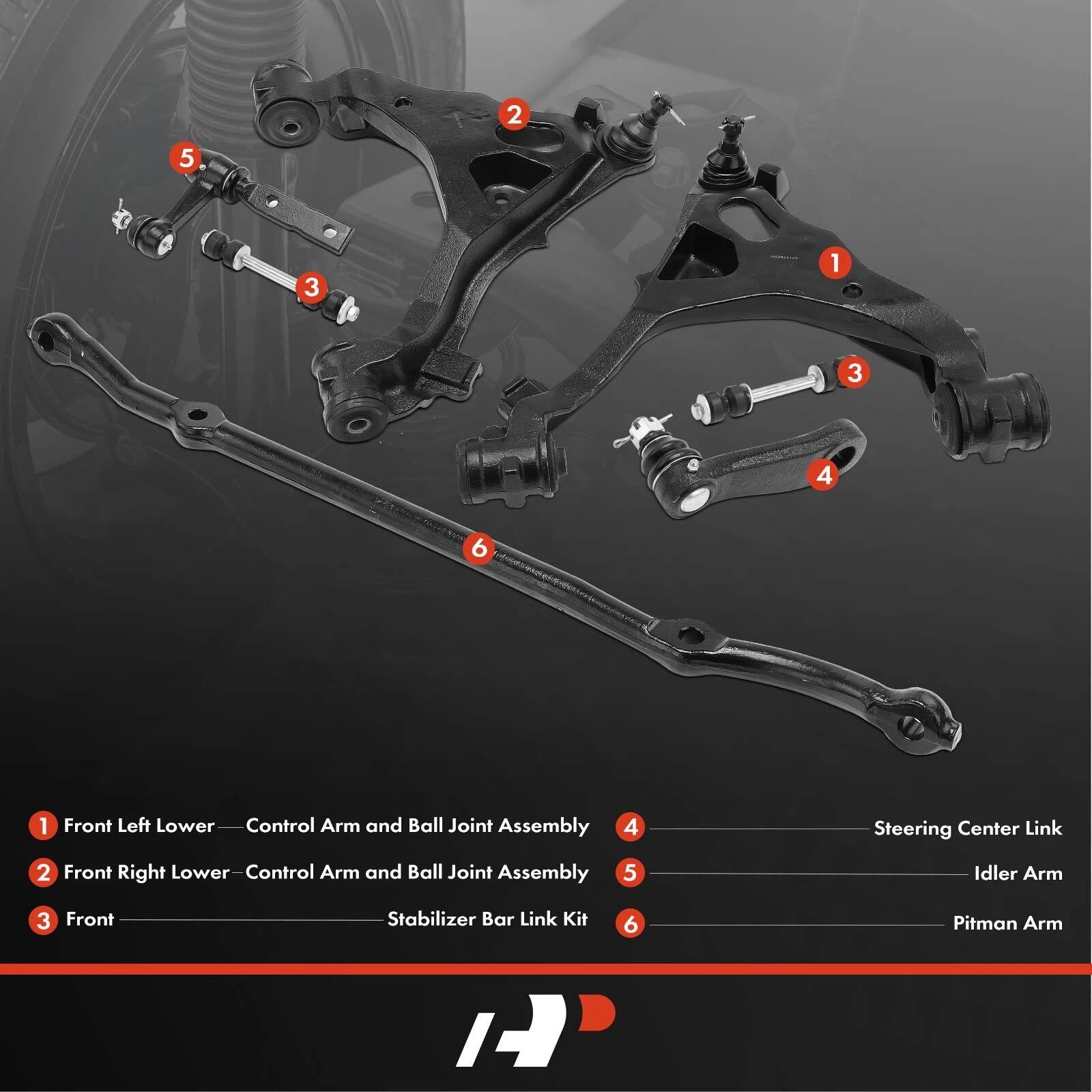 Set of 7 Control Arm Ball Joints & Idler Arms for Ford Lincoln