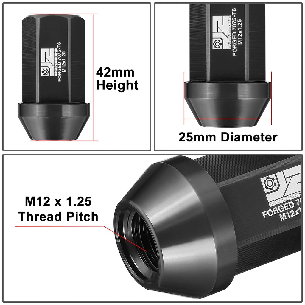 Set of 20 Closed End Lug Nuts M12 X1.25 25mm OD for J2 Engineering