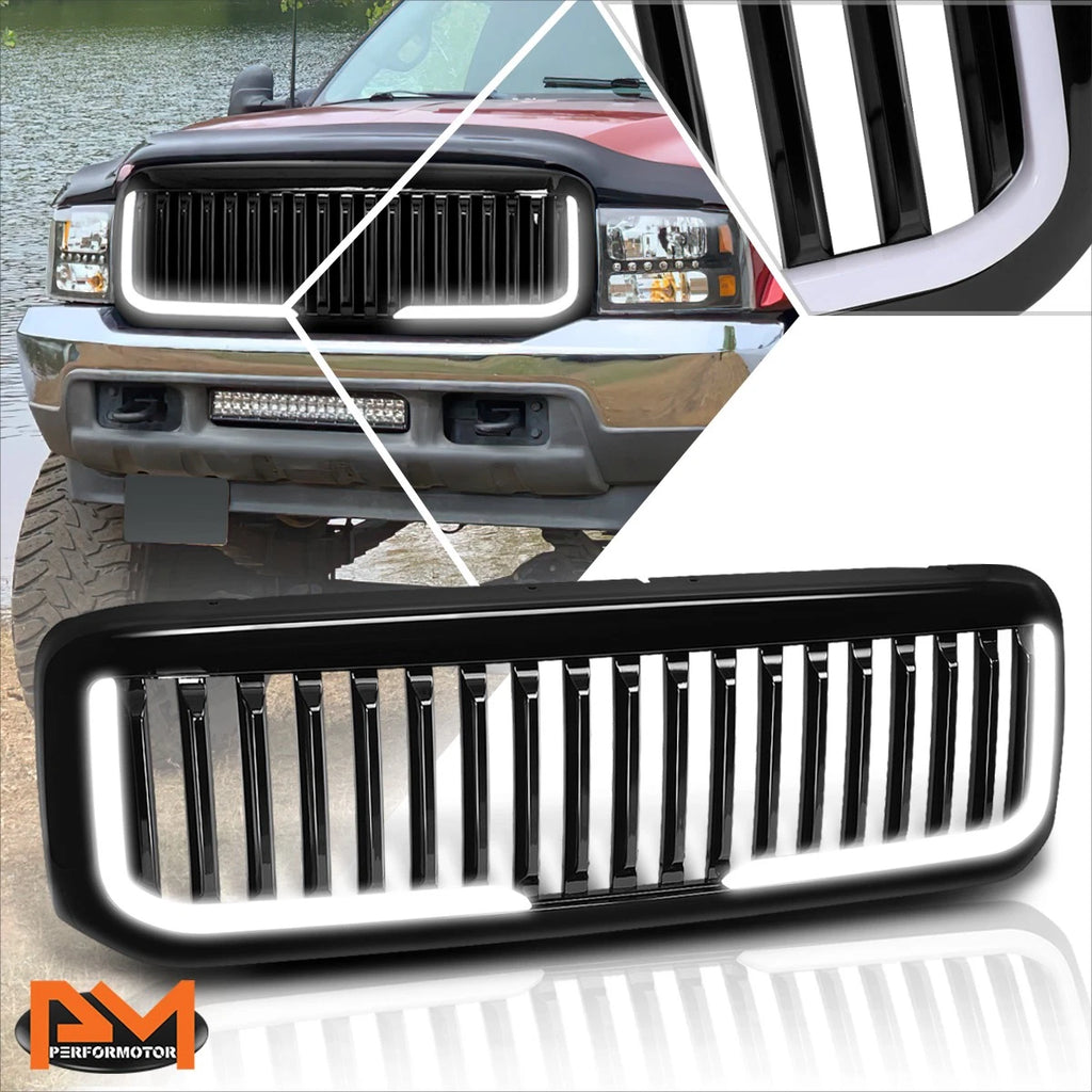 Vertical Fence Front Bumper Grille w/LED Light Bar for Ford F250-F550 (1999–2004)