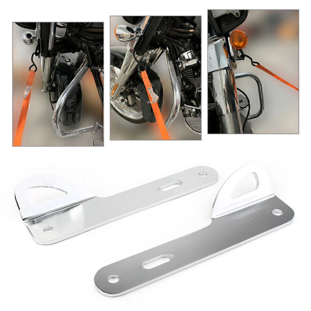 Set of 2 Chrome Trailer Hook Tie-Down Brackets for Harley Touring