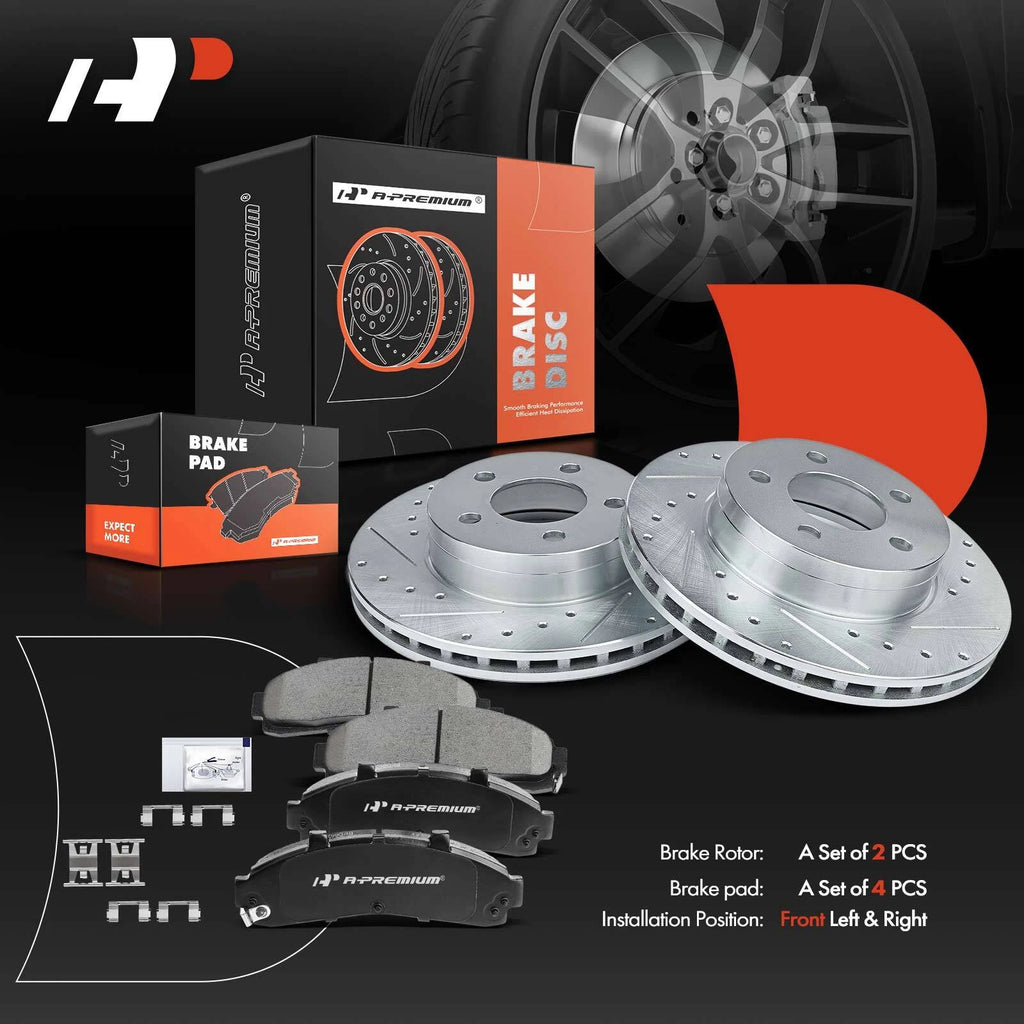Front Drilled Brake Rotors & Ceramic Pads for Ford Explorer (2011-2021)