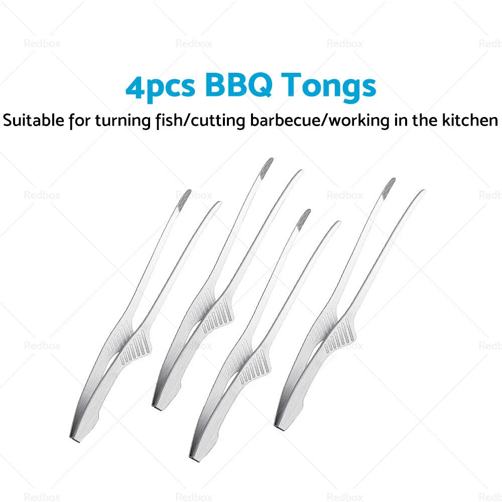4PCS Self-Standing Non-Slip BBQ Tongs for Korean Japanese Cooking