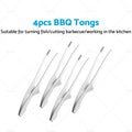 4PCS Self-Standing Non-Slip BBQ Tongs for Korean Japanese Cooking