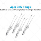 4PCS Self-Standing Non-Slip BBQ Tongs for Korean Japanese Cooking