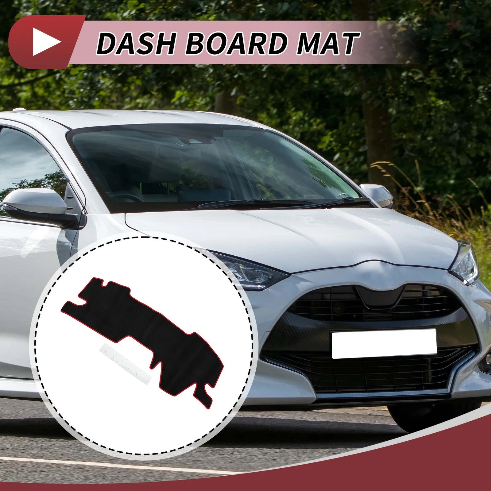 Dashboard Cover Mat for Toyota Yaris (2020–2024) - Sun Protector Pad Black Red