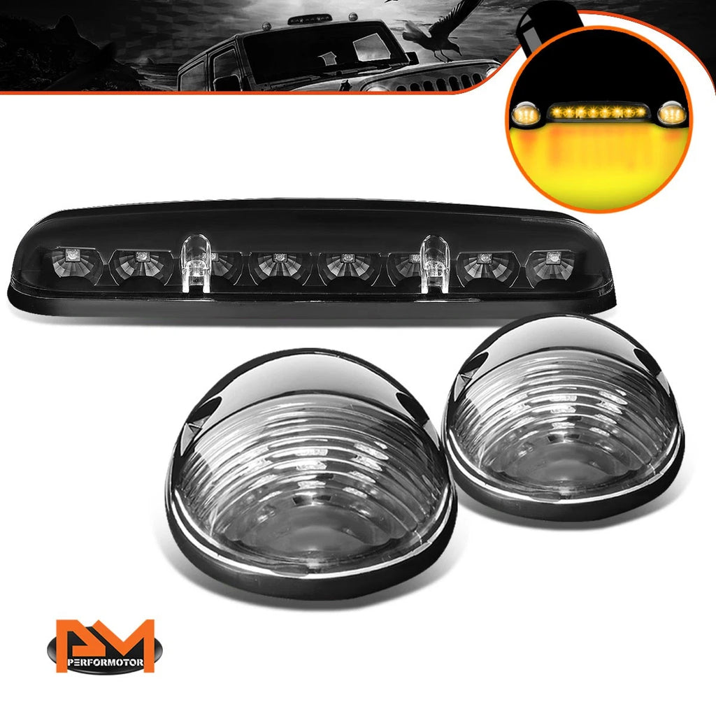 3Pcs Cab Roof Running Light Black Housing Yellow LED for Silverado/Sierra (2002–2007)