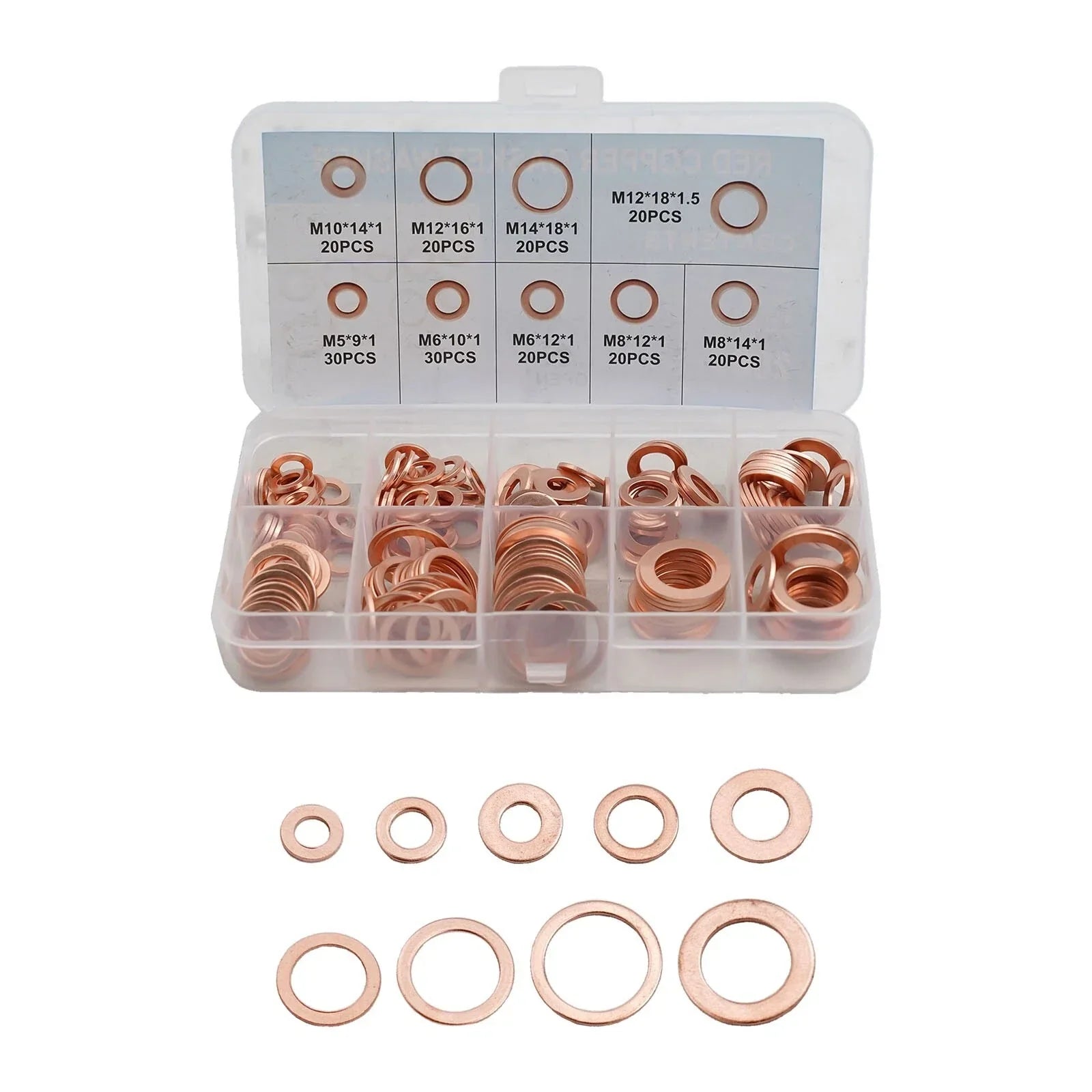 200pcs Diesel Injector Copper Seal Washer Installation for Car Marine