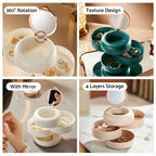 Jewelry Organizer Travel Case for Rings Bracelets - 4 Layer Rotating Storage